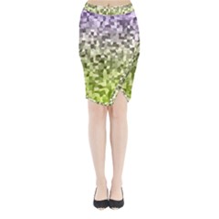 Irregular Rectangle Square Mosaic Midi Wrap Pencil Skirt by Celenk