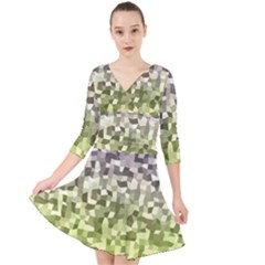 Irregular Rectangle Square Mosaic Quarter Sleeve Front Wrap Dress	 by Celenk