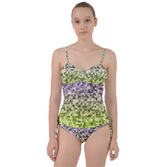 Irregular Rectangle Square Mosaic Sweetheart Tankini Set