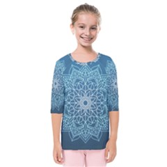 Mandala Floral Ornament Pattern Kids  Quarter Sleeve Raglan Tee