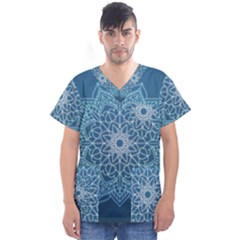 Mandala Floral Ornament Pattern Men s V-neck Scrub Top