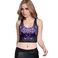 Mandala Circular Pattern Racer Back Crop Top by Celenk