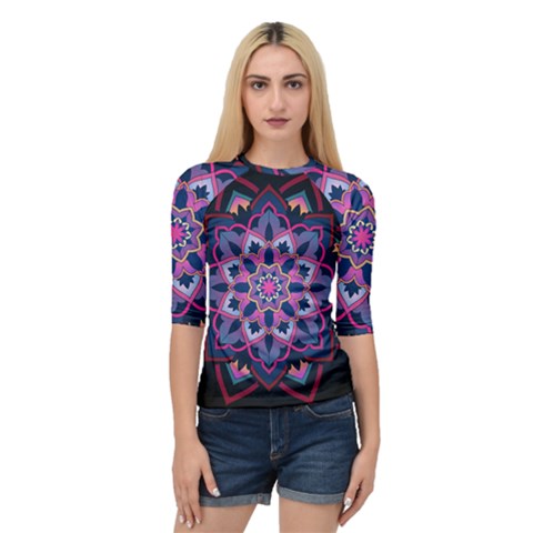 Mandala Circular Pattern Quarter Sleeve Raglan Tee by Celenk