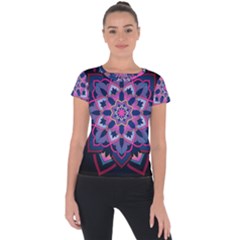 Mandala Circular Pattern Short Sleeve Sports Top 