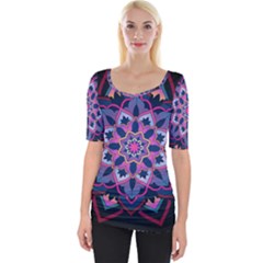 Mandala Circular Pattern Wide Neckline Tee