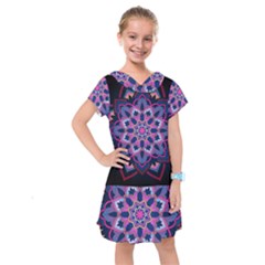 Mandala Circular Pattern Kids  Drop Waist Dress by Celenk