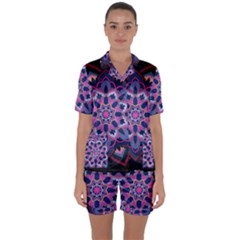 Mandala Circular Pattern Satin Short Sleeve Pyjamas Set