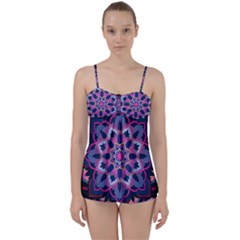 Mandala Circular Pattern Babydoll Tankini Set