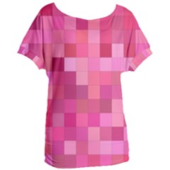 Pink Square Background Color Mosaic Women s Oversized Tee