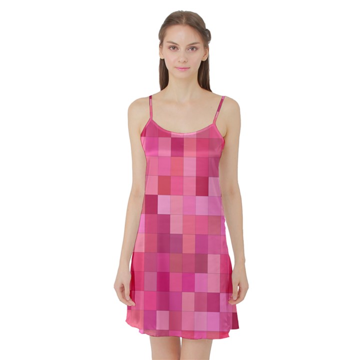 Pink Square Background Color Mosaic Satin Night Slip