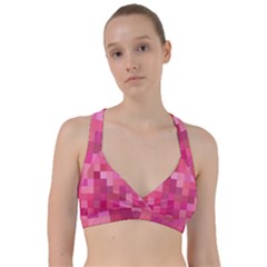 Pink Square Background Color Mosaic Sweetheart Sports Bra by Celenk