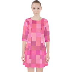 Pink Square Background Color Mosaic Pocket Dress