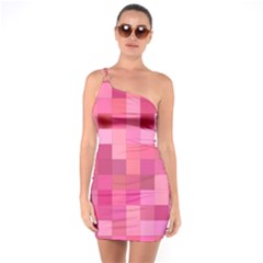 Pink Square Background Color Mosaic One Soulder Bodycon Dress by Celenk