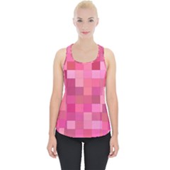 Pink Square Background Color Mosaic Piece Up Tank Top by Celenk