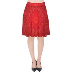 Mandala Ornament Floral Pattern Velvet High Waist Skirt