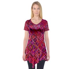 Pattern Background Square Modern Short Sleeve Tunic  by Celenk