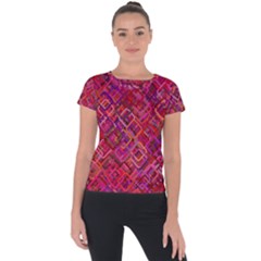 Pattern Background Square Modern Short Sleeve Sports Top 