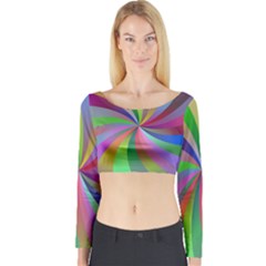 Spiral Background Design Swirl Long Sleeve Crop Top by Celenk