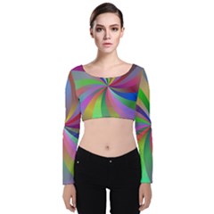 Spiral Background Design Swirl Velvet Long Sleeve Crop Top by Celenk