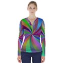 Spiral Background Design Swirl V-Neck Long Sleeve Top View1