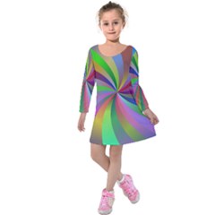 Spiral Background Design Swirl Kids  Long Sleeve Velvet Dress by Celenk