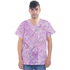 Pink Modern Background Square Men s V-neck Scrub Top