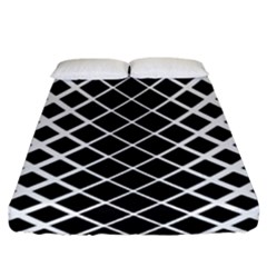 Square Diagonal Pattern Monochrome Fitted Sheet (king Size) by Celenk