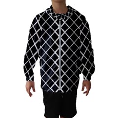 Square Diagonal Pattern Monochrome Hooded Wind Breaker (kids) by Celenk