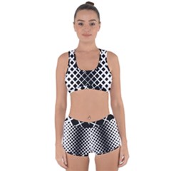 Square Diagonal Pattern Monochrome Racerback Boyleg Bikini Set by Celenk