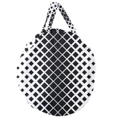 Square Diagonal Pattern Monochrome Giant Round Zipper Tote