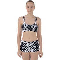 Square Diagonal Pattern Monochrome Women s Sports Set