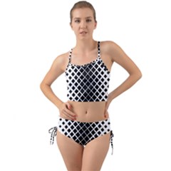 Square Diagonal Pattern Monochrome Mini Tank Bikini Set by Celenk