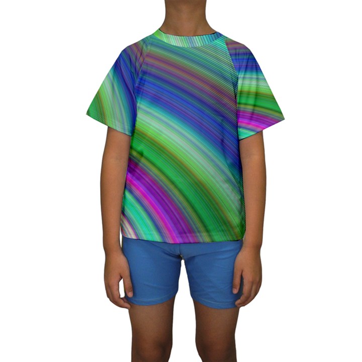 Motion Fractal Background Kids  Short Sleeve Swimwear