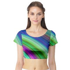 Motion Fractal Background Short Sleeve Crop Top by Celenk