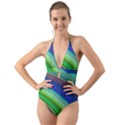 Motion Fractal Background Halter Cut-Out One Piece Swimsuit View1