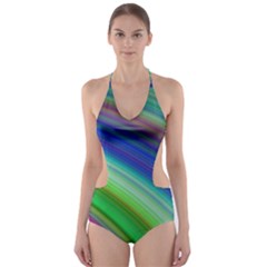 Motion Fractal Background Cut-out One Piece Swimsuit by Celenk