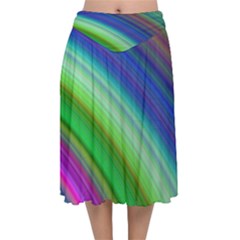 Motion Fractal Background Velvet Flared Midi Skirt