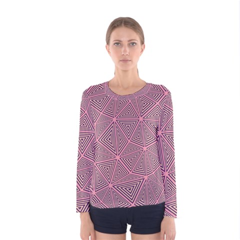 Purple Triangle Background Abstract Women s Long Sleeve Tee by Celenk