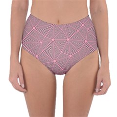 Purple Triangle Background Abstract Reversible High-waist Bikini Bottoms by Celenk