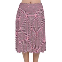 Purple Triangle Background Abstract Velvet Flared Midi Skirt by Celenk