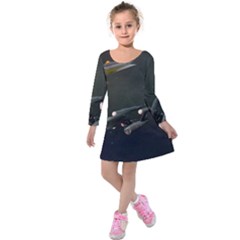 Space Travel Spaceship Space Kids  Long Sleeve Velvet Dress by Celenk