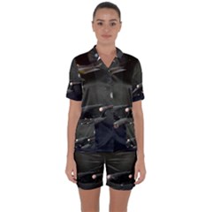 Space Travel Spaceship Space Satin Short Sleeve Pyjamas Set