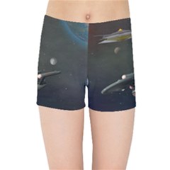 Space Travel Spaceship Space Kids Sports Shorts by Celenk