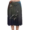 Space Travel Spaceship Space Velvet Flared Midi Skirt View1