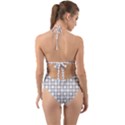 Square Line Stripe Pattern Halter Cut-Out One Piece Swimsuit View2