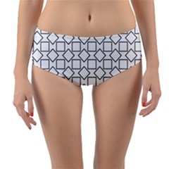 Square Line Stripe Pattern Reversible Mid-waist Bikini Bottoms