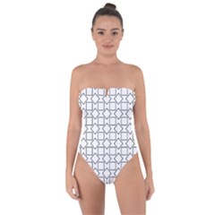 Square Line Stripe Pattern Tie Back One Piece Swimsuit by Celenk