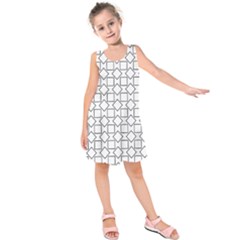 Square Line Stripe Pattern Kids  Sleeveless Dress by Celenk