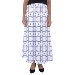 Square Line Stripe Pattern Flared Maxi Skirt