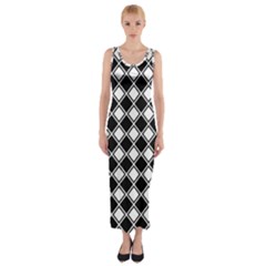 Square Diagonal Pattern Seamless Fitted Maxi Dress by Celenk